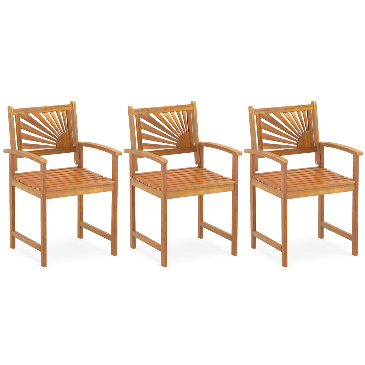 Outdoor Acacia Wood Dining Chairs-Set of 2