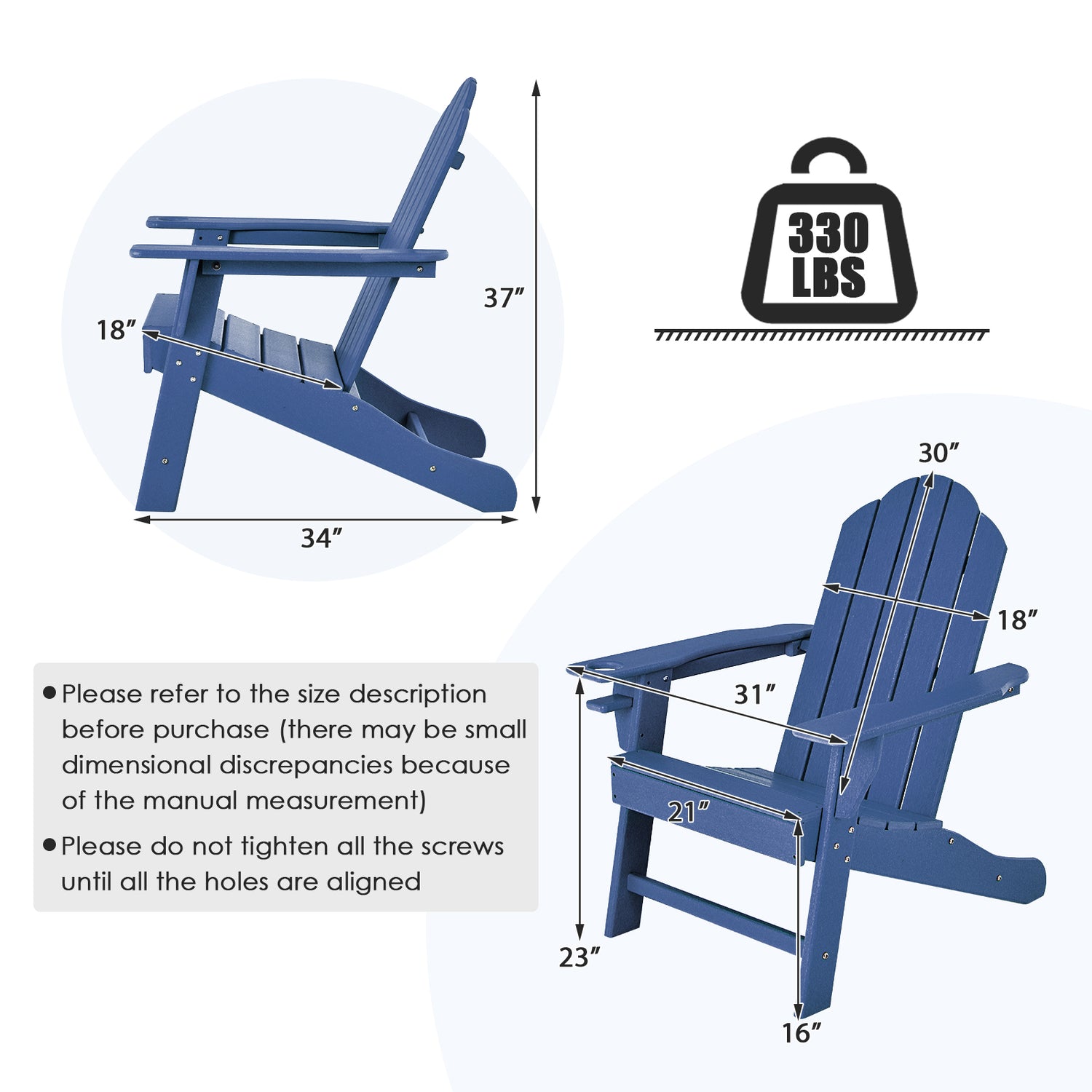 Outdoor Adirondack Chair with Built-in Cup Holder for Backyard Porch