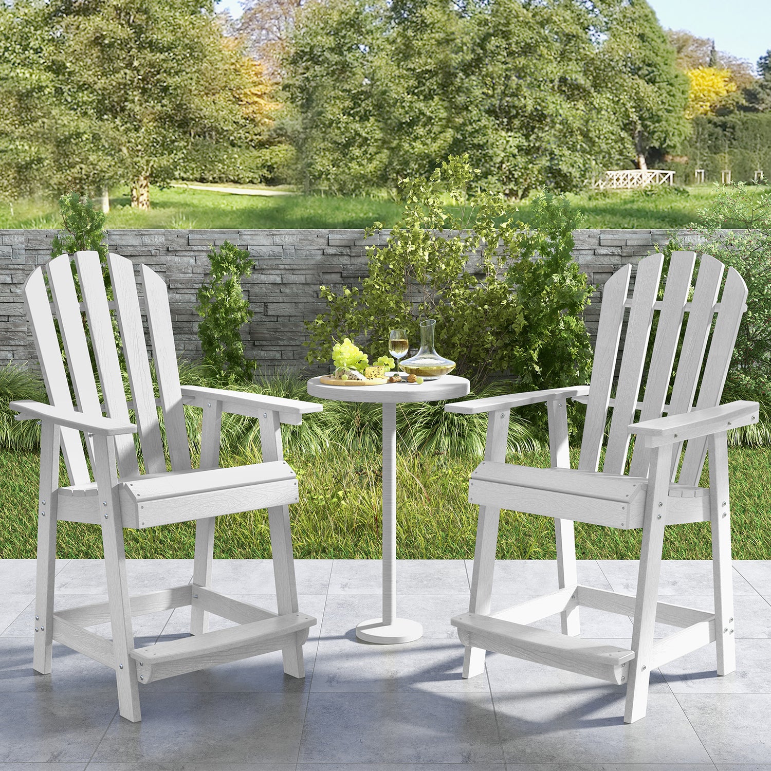 HDPE Patio Chair with Armrest and Footrest for Indoor Outdoor