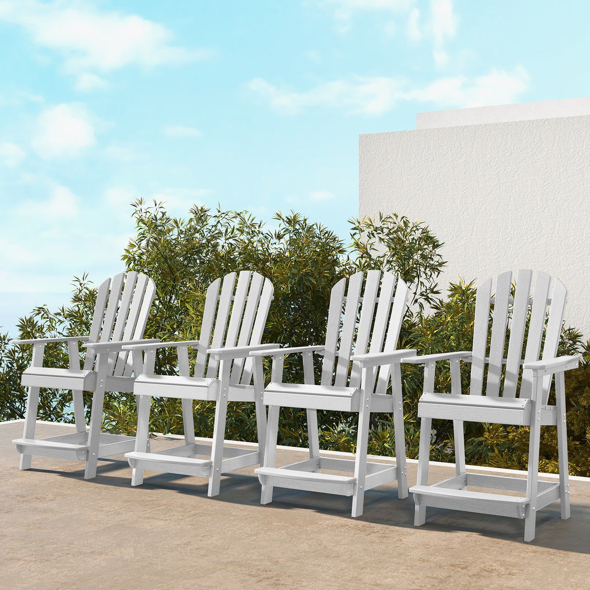 HDPE Patio Chair with Armrest and Footrest for Indoor Outdoor