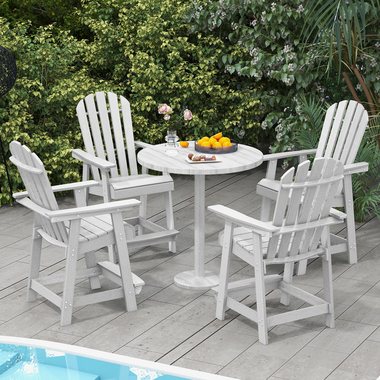 HDPE Patio Chair with Armrest and Footrest for Indoor Outdoor