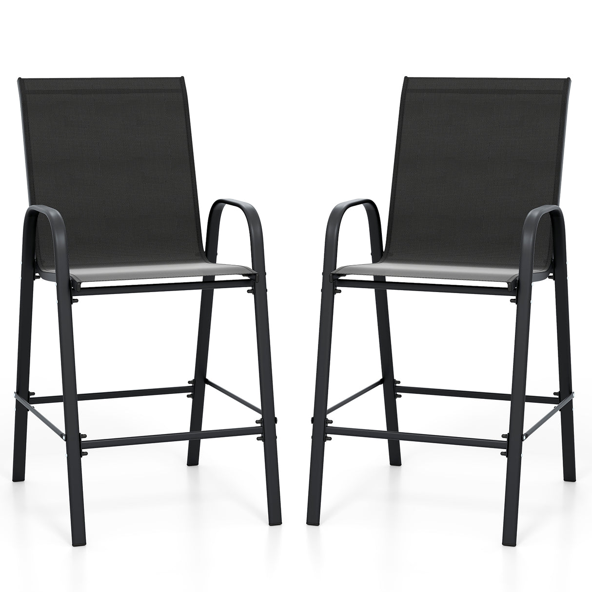 Outdoor Bar Stools Set of 2 29 Inch Fabric Bar Height Stools with Armrests