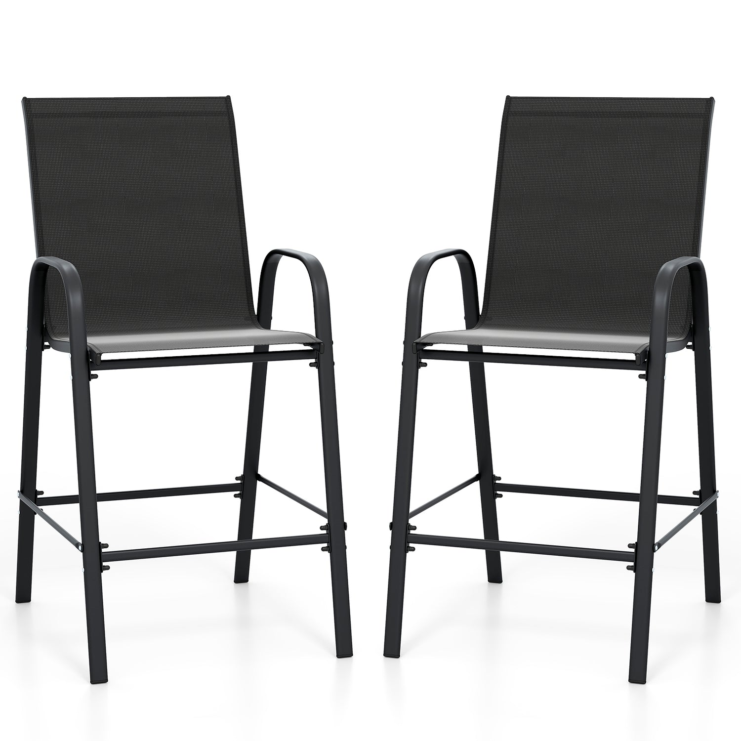 Outdoor Bar Stools Set of 2 29 Inch Fabric Bar Height Stools with Armrests