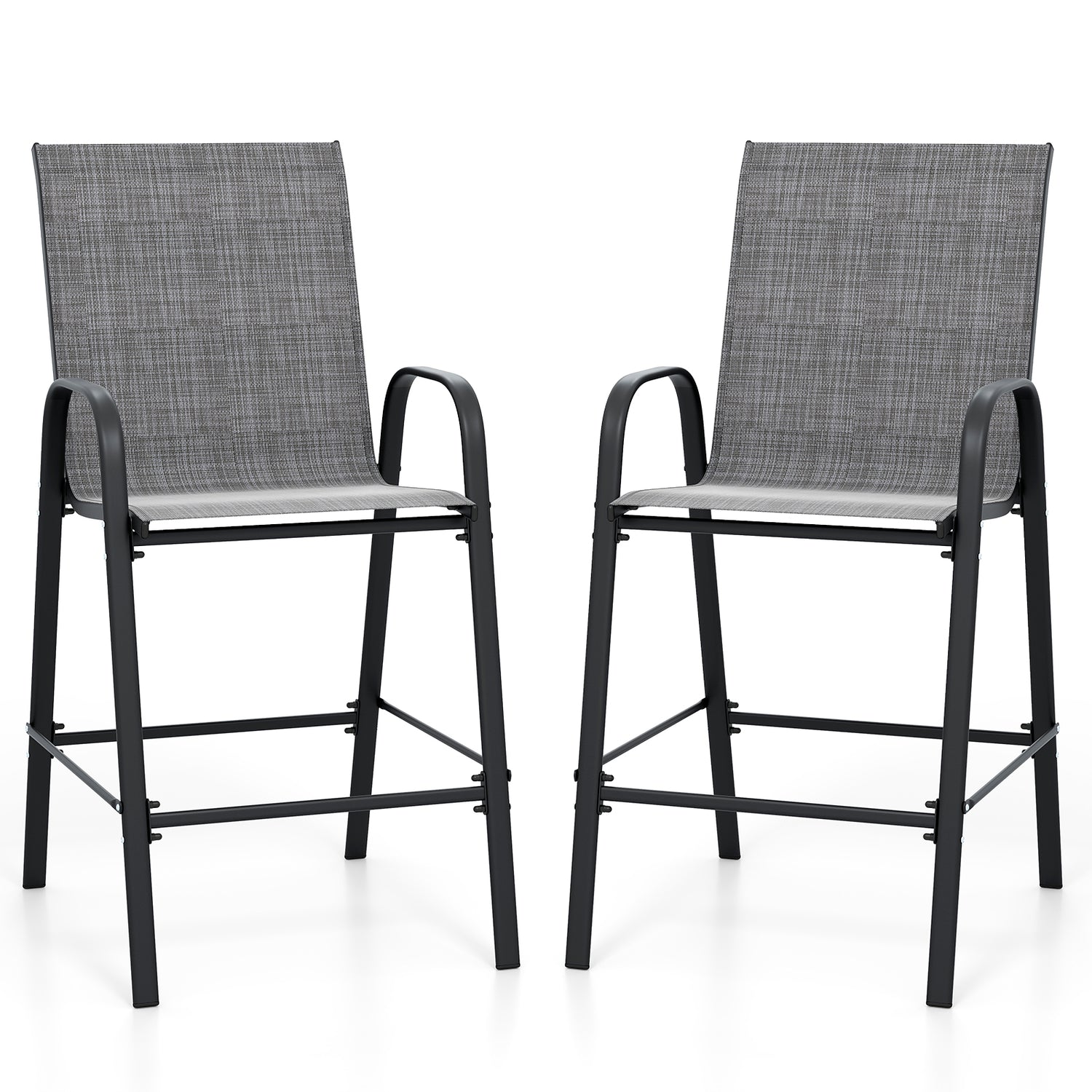 Outdoor Bar Stools Set of 2 29 Inch Fabric Bar Height Stools with Armrests