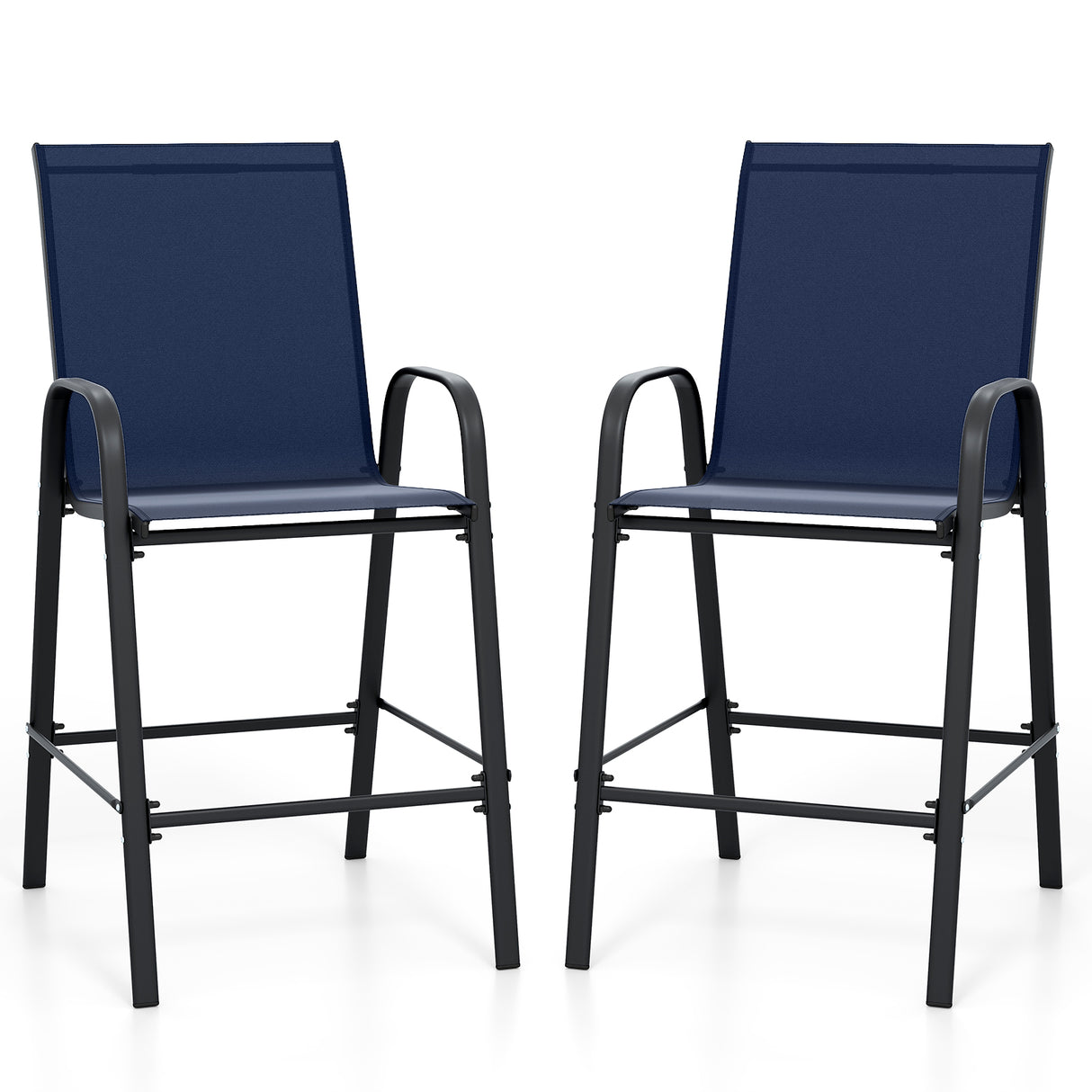 Outdoor Bar Stools Set of 2 29 Inch Fabric Bar Height Stools with Armrests
