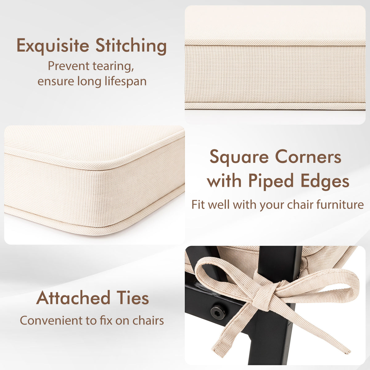 Outdoor Chair Cushion Set of 6 Waterproof Olefin Seat Cushions