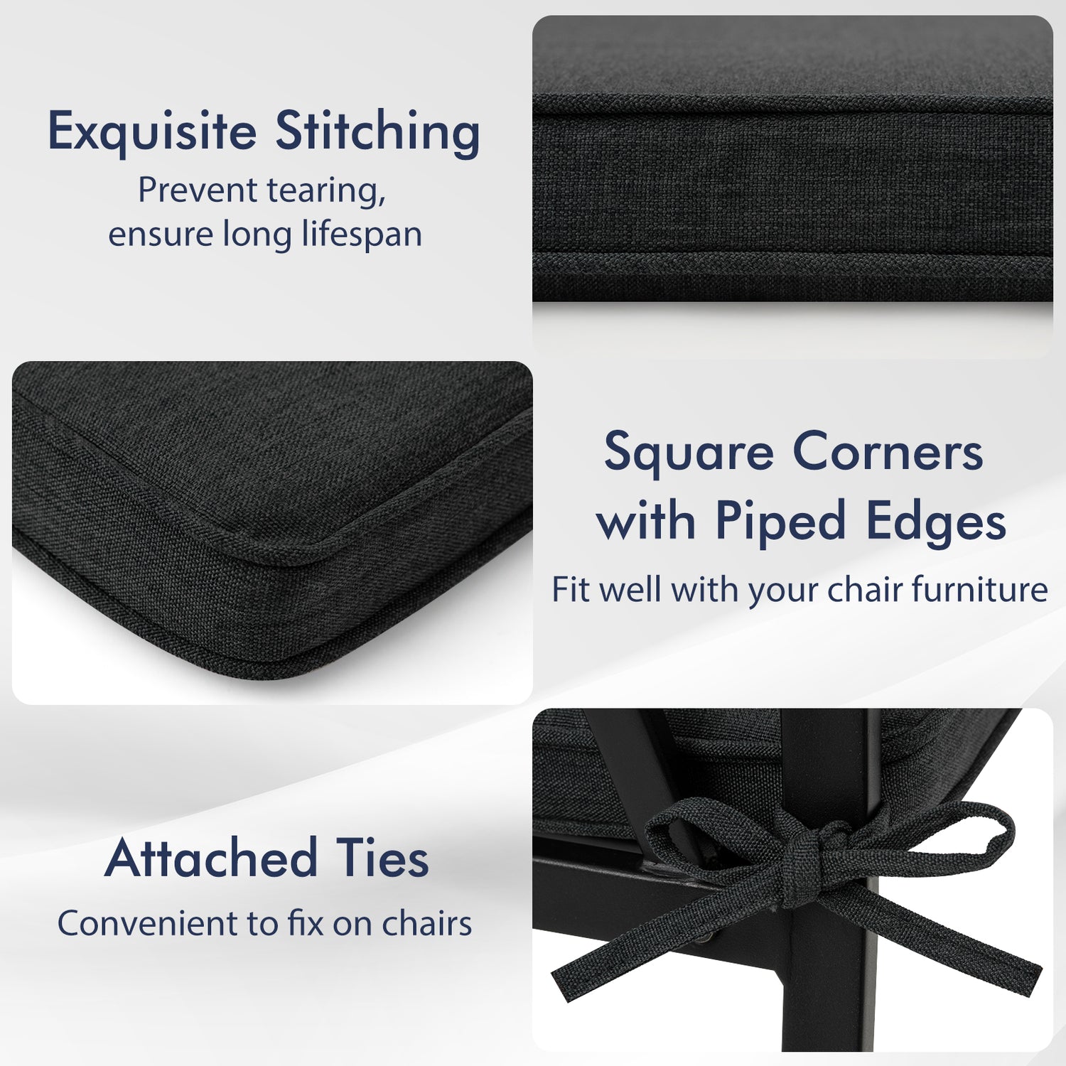 Outdoor Chair Cushion Set of 2 Waterproof Fade-Resistant Olefin Seat Cushions