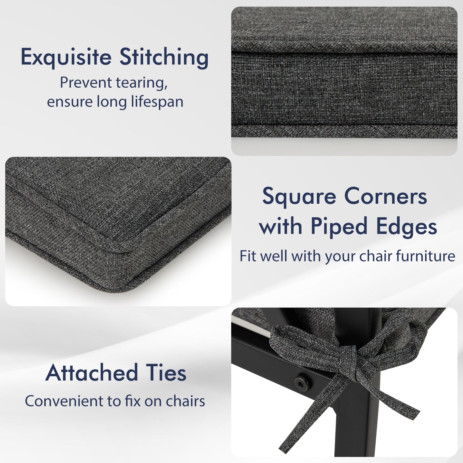 Outdoor Chair Cushion Set of 2 Waterproof Fade-Resistant Olefin Seat Cushions