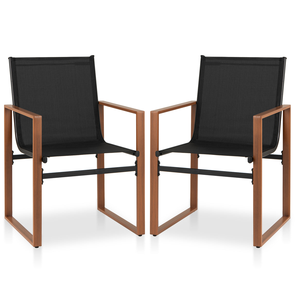 Outdoor Dining Chairs with Breathable Seat and Backrest Set of 2