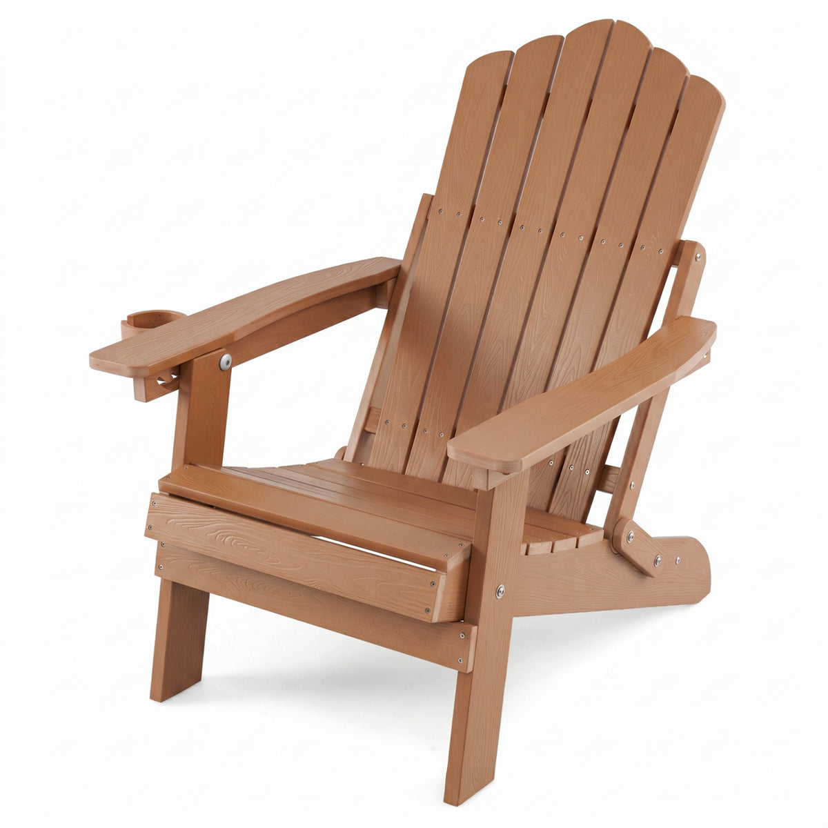 Outdoor Folding Adirondack Chair with Cup Holder and 5-Level Backrest