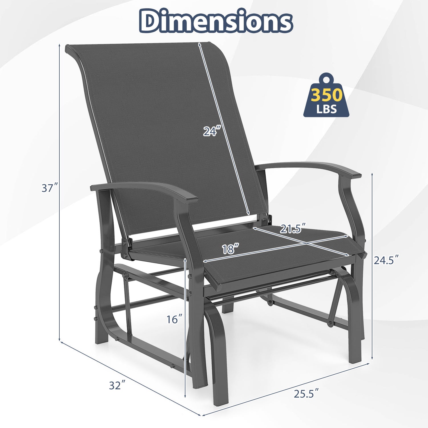 Outdoor Glider Chairs Set of 2 with Ergonomic Backrest and Seat