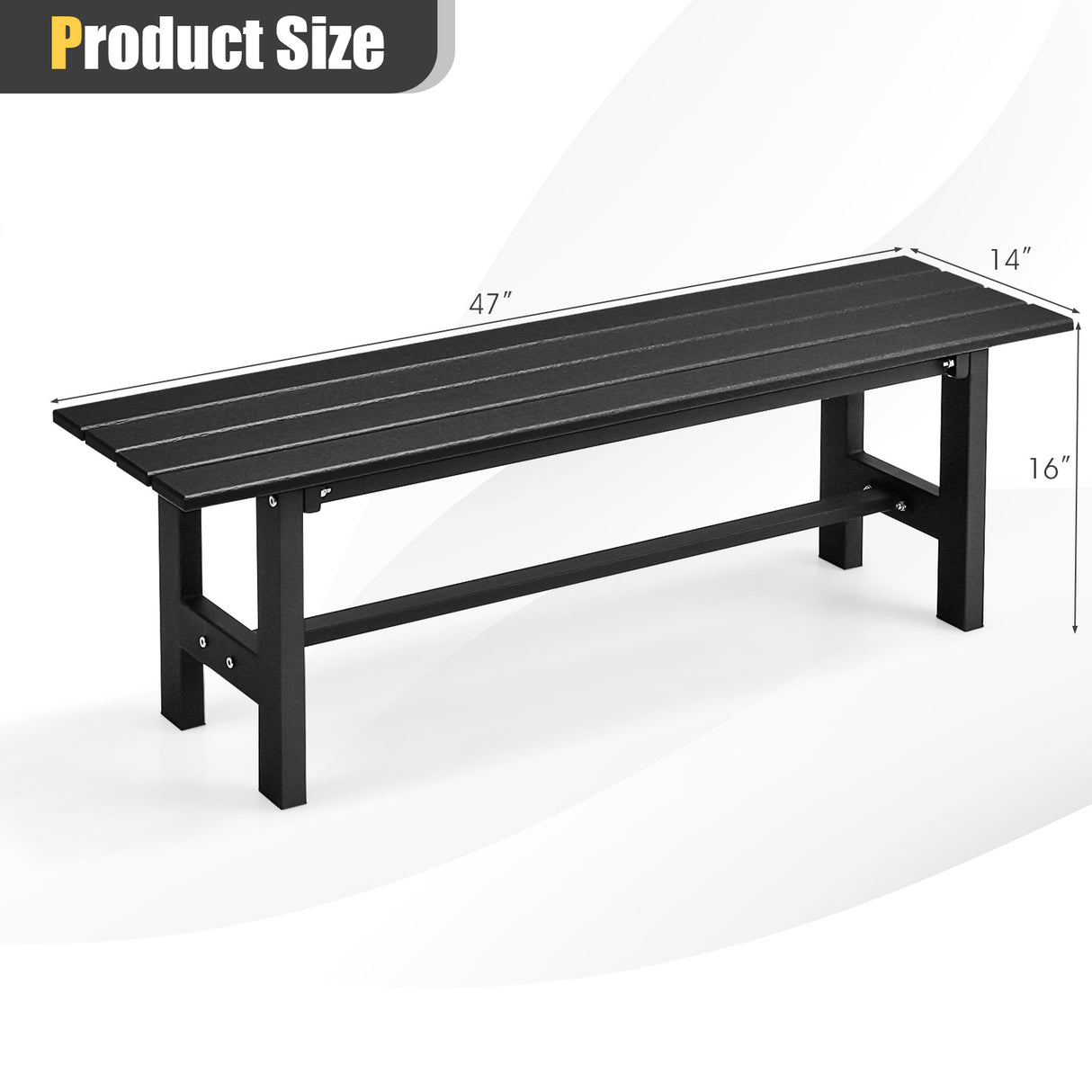 47 Inch Outdoor Chair with Slatted Seat Plastic Coated Iron Frame