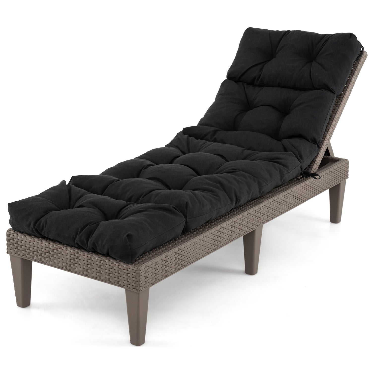 Outdoor Lounge Chaise Cushion with String Ties for Garden Poolside