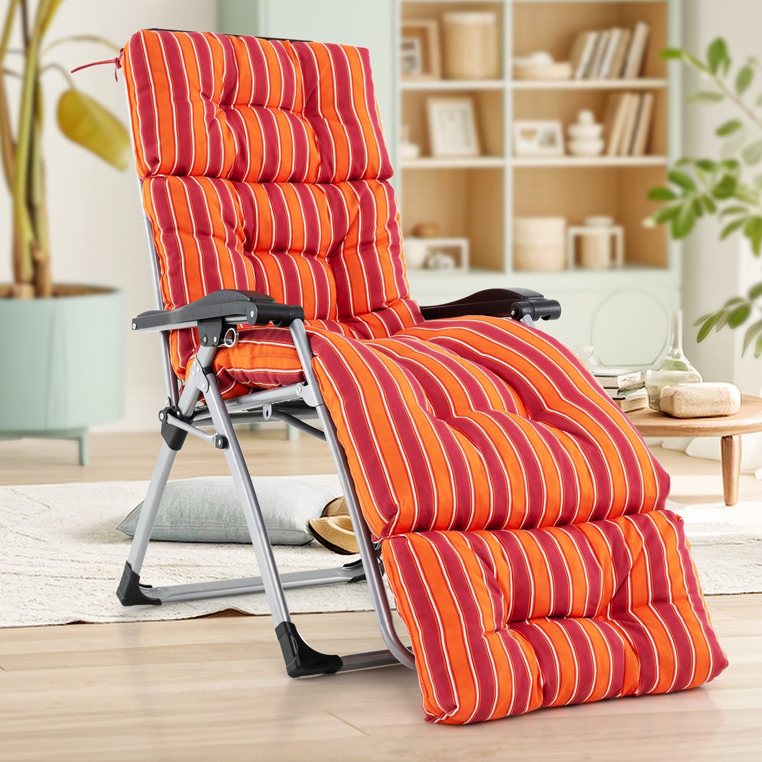 Outdoor Lounge Chaise Cushion with String Ties for Garden Poolside