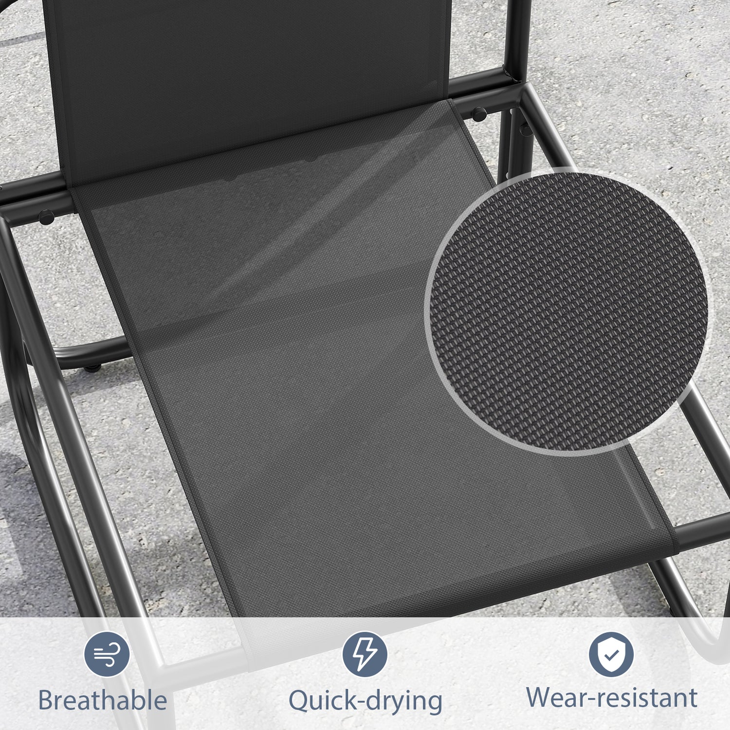 Outdoor Patio Chairs Set of 2 with Removable Cushions and Adjustable Foot Pads-Gray