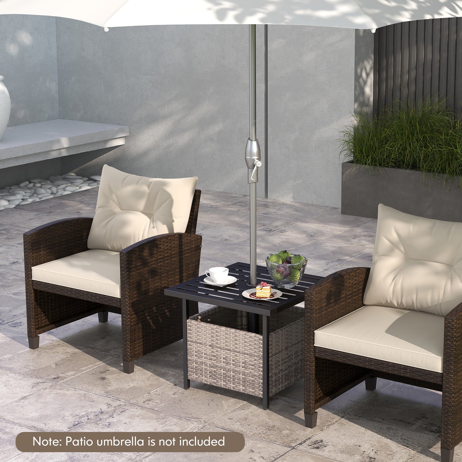 Outdoor Patio Rattan Wicker Steel Side Deck Table
