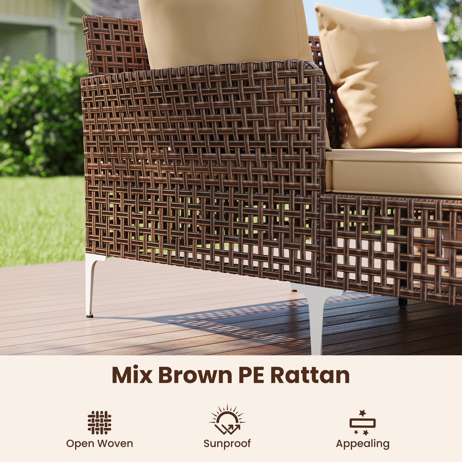 Outdoor Rattan Double Daybed Wicker Chaise Lounge