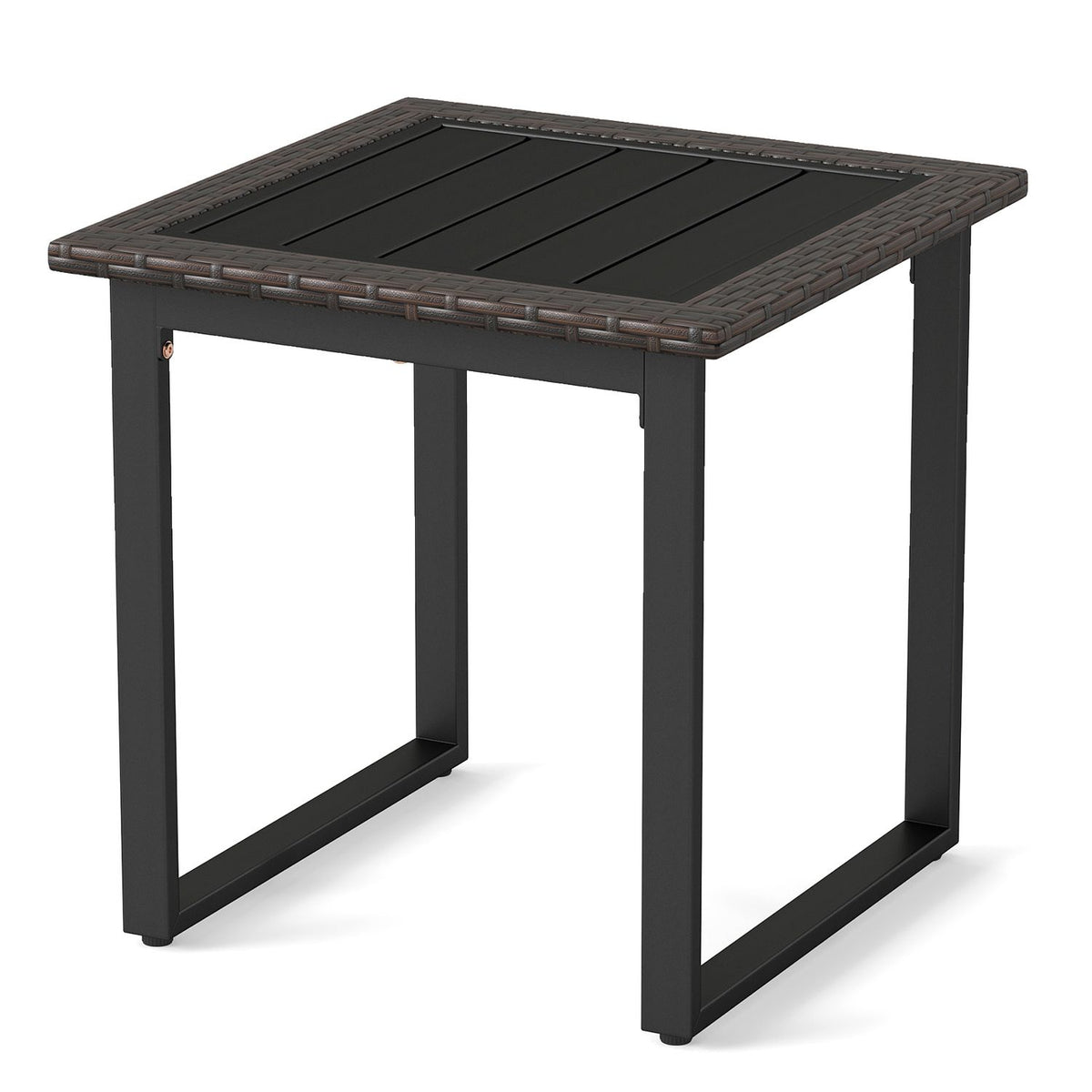 Outdoor Rattan Side Table with Slatted Tabletop and PE Rattan Finish-2/Finish-1 Pieces/Piece
