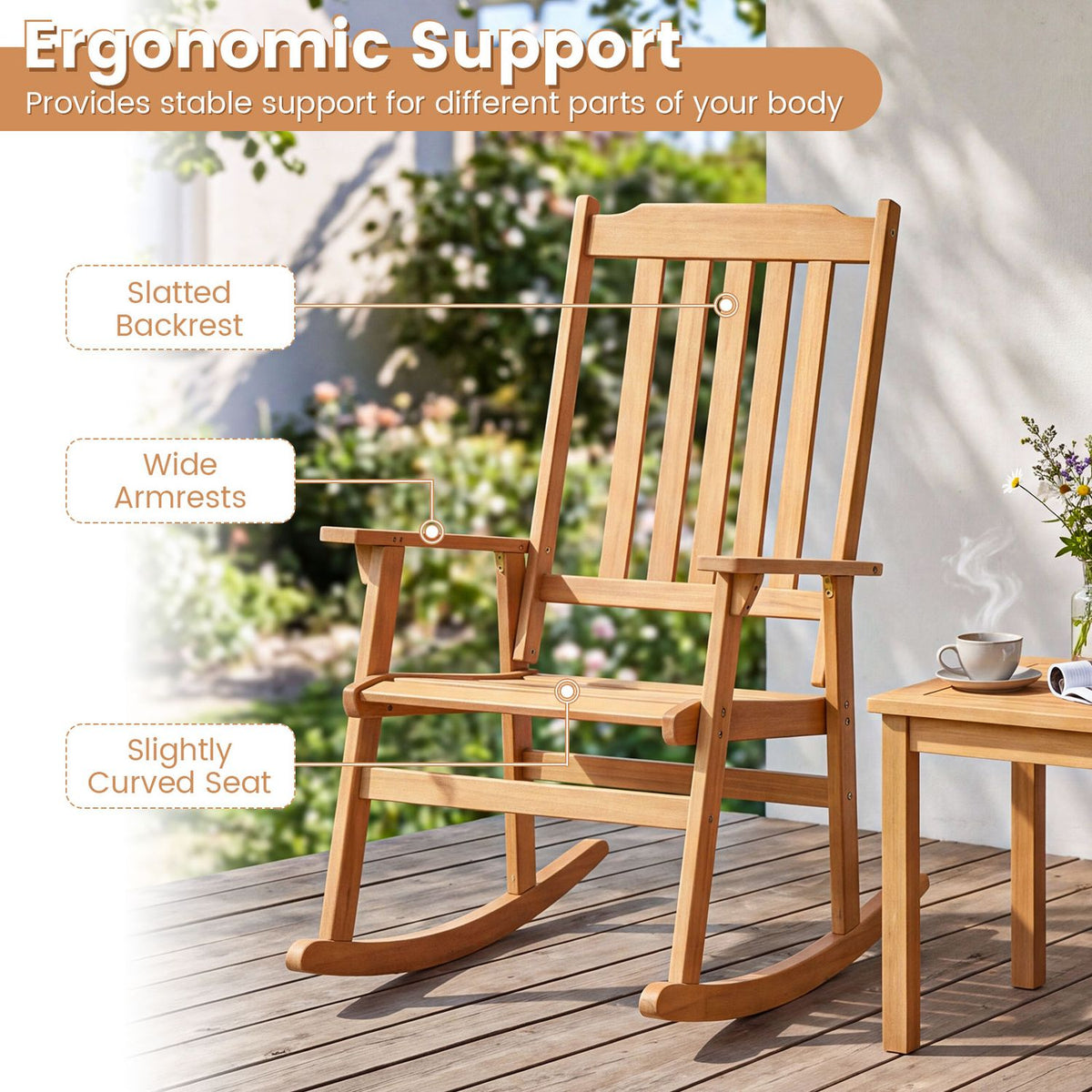 Outdoor Rocking Chair Single Rocker for Patio Deck