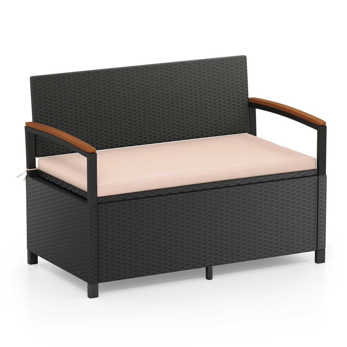 Outdoor Storage Bench Deck Box Patio Furniture with Cushion
