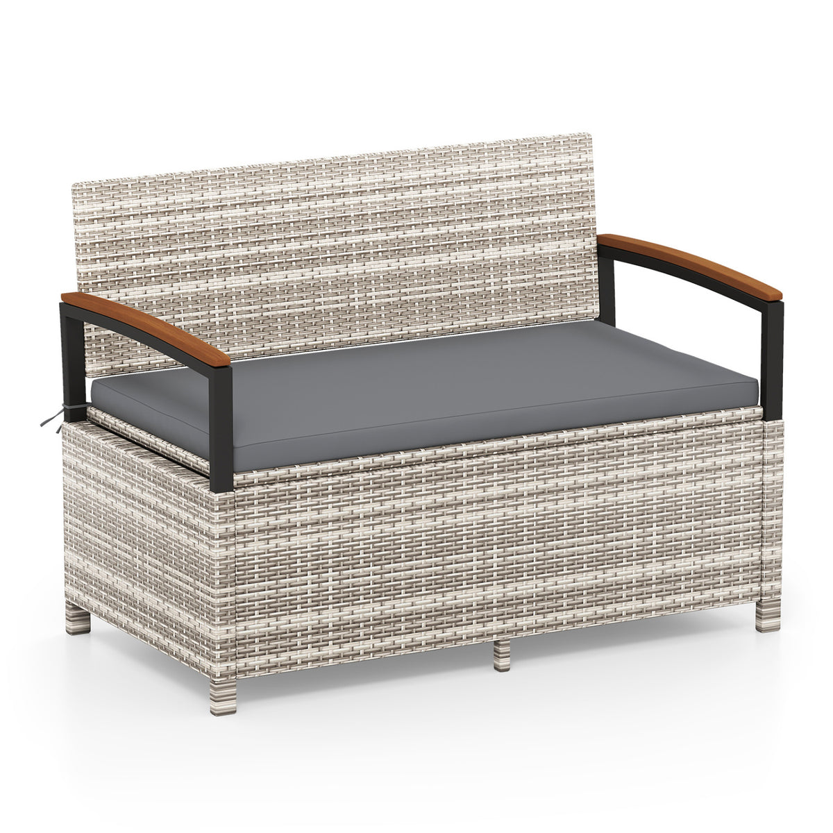 Outdoor Storage Bench Deck Box Patio Furniture with Cushion