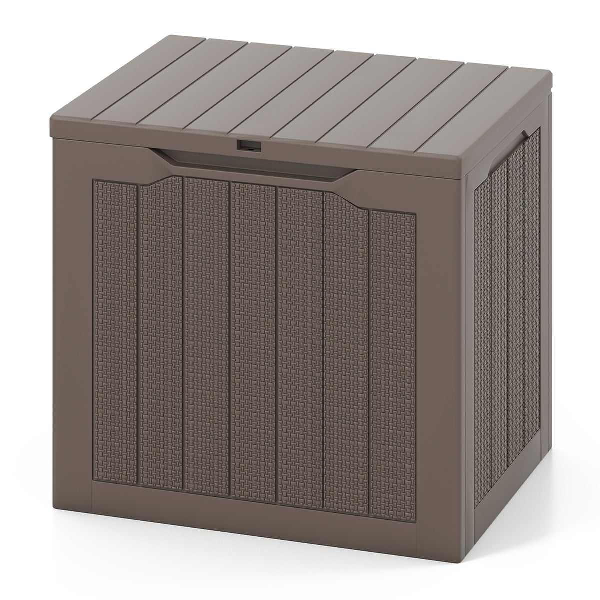 Outdoor Storage Box 25 Gallon Deck Box with Lockable Lid and Wicker-woven Texture