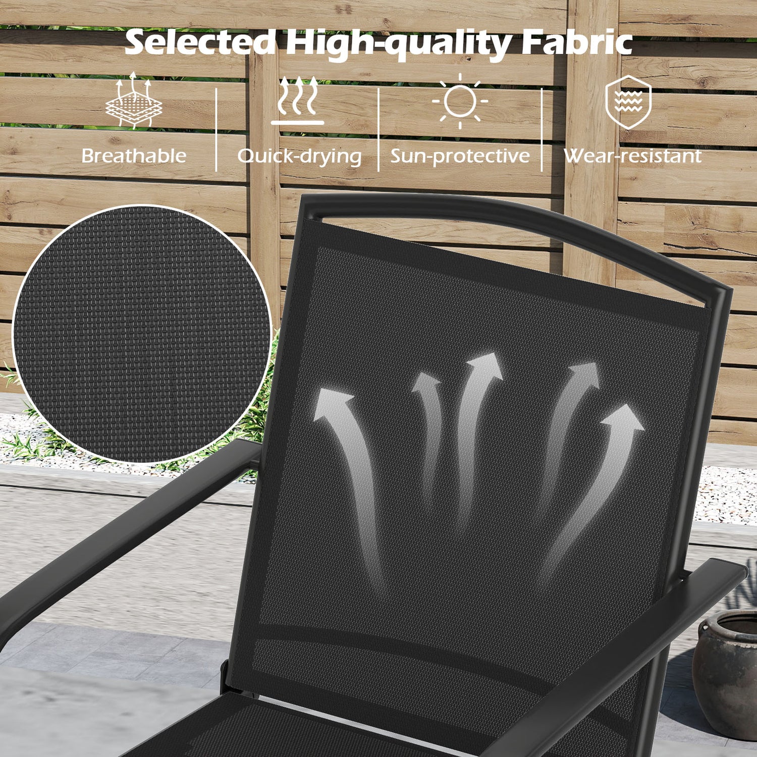Outdoor Swivel Chairs Set of 2 with High Back and Breathable Seat