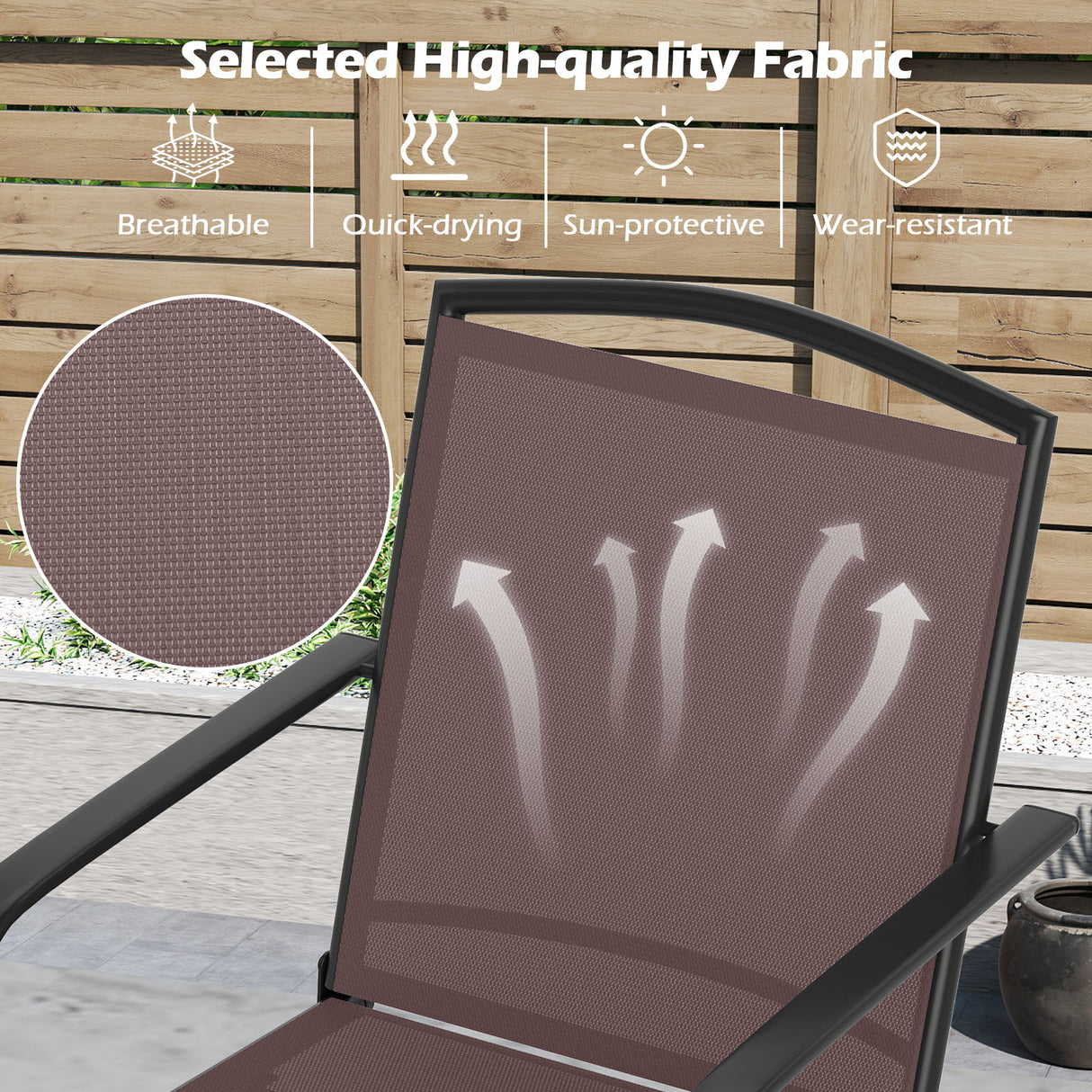 Outdoor Swivel Chairs Set of 2 with High Back and Breathable Seat