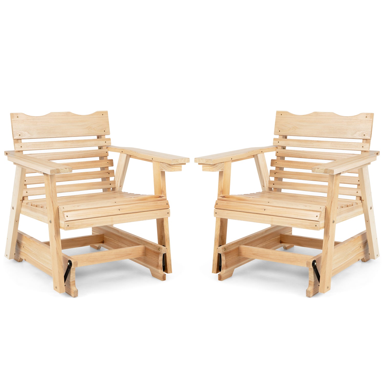 Outdoor Wood Rocking Chair with High Back and Widened Armrests
