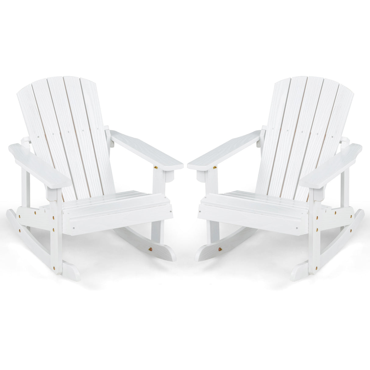 Outdoor Wooden Kid Adirondack Rocking Chair with Slatted Seat