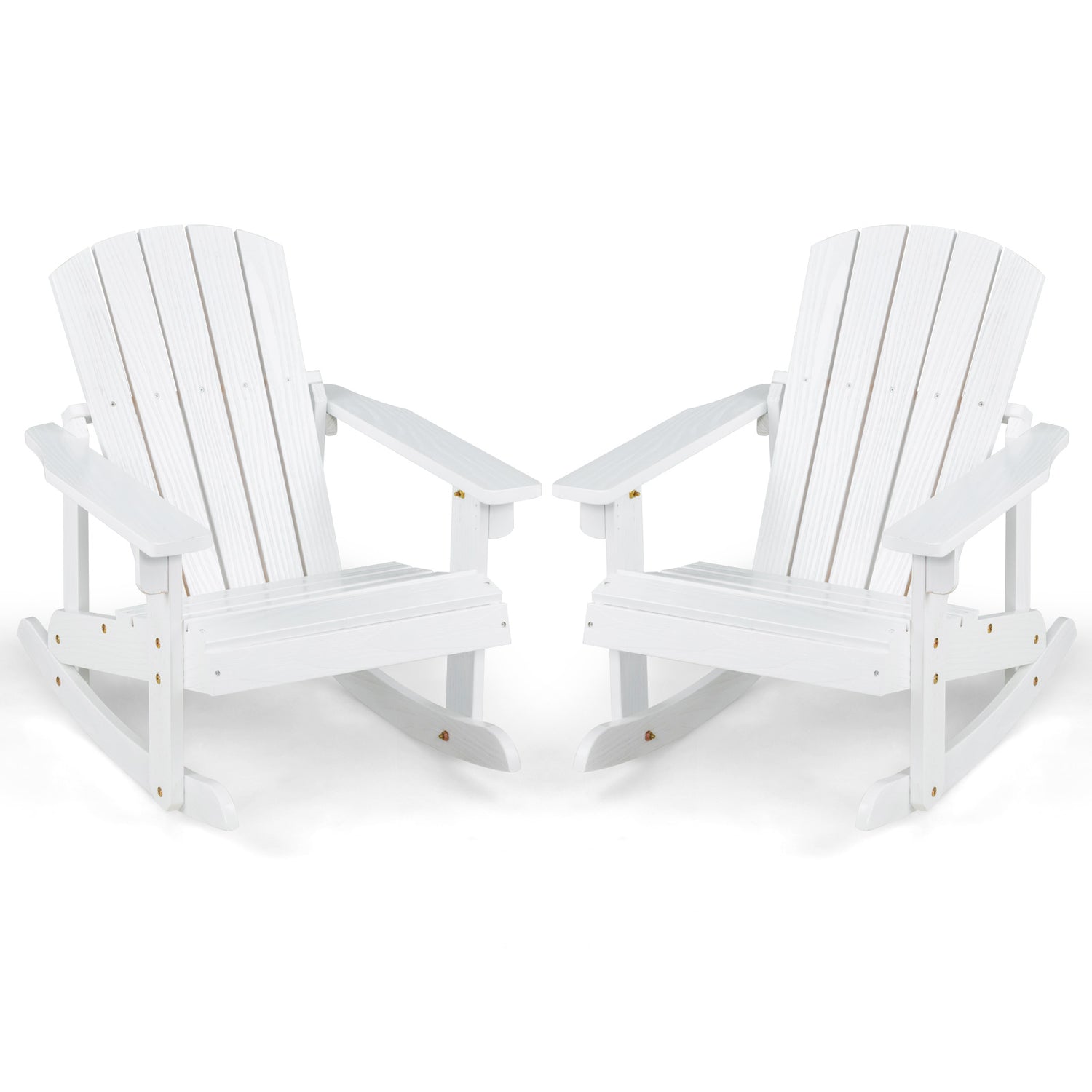 Outdoor Wooden Kid Adirondack Rocking Chair with Slatted Seat