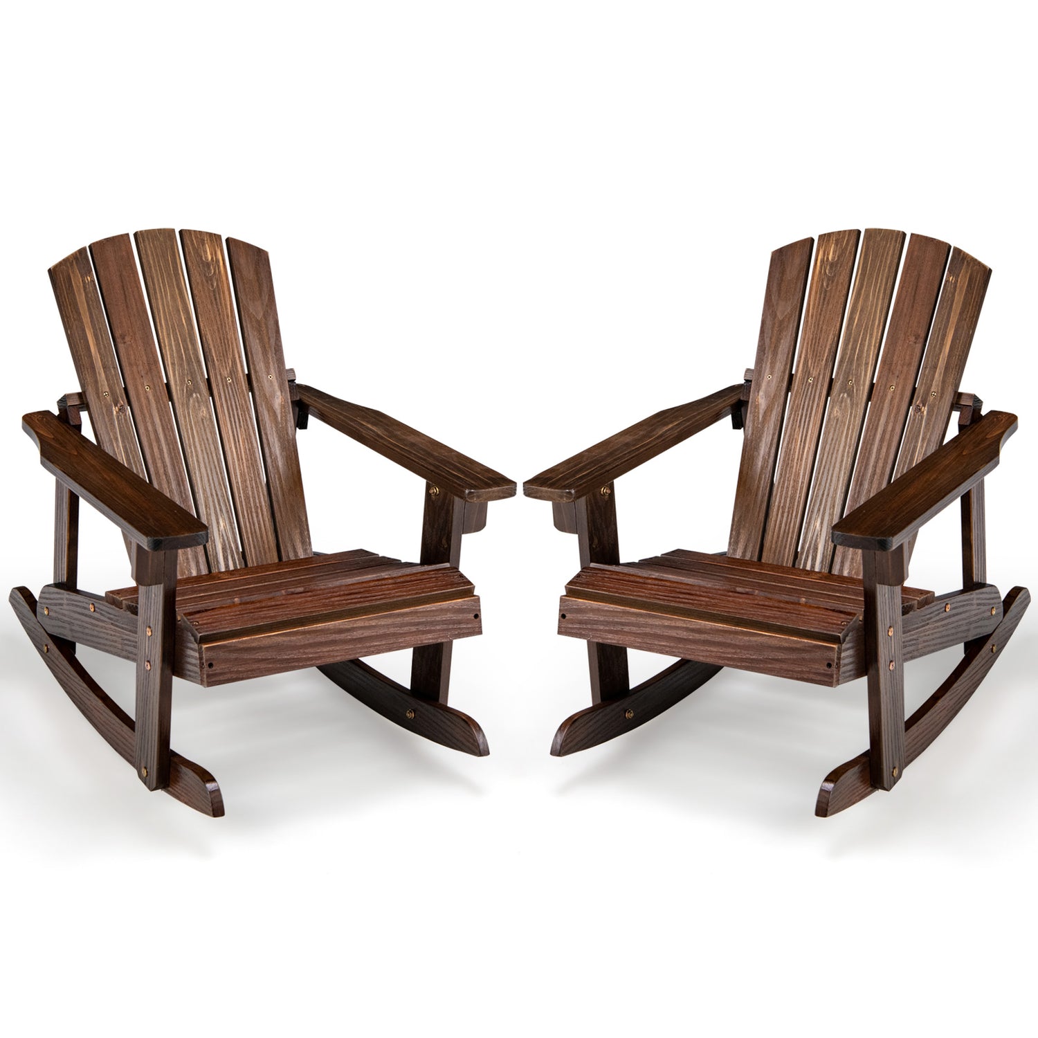 Outdoor Wooden Kid Adirondack Rocking Chair with Slatted Seat