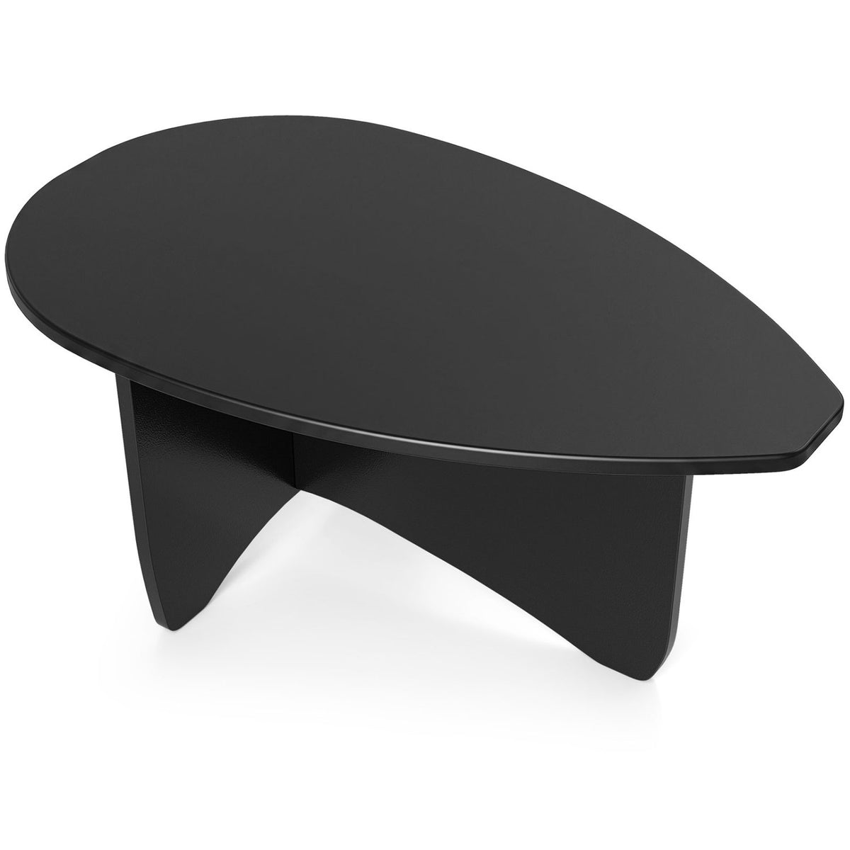 Oval Coffee Table Mid Century Modern Accent Table Low Profile Wooden Center Table