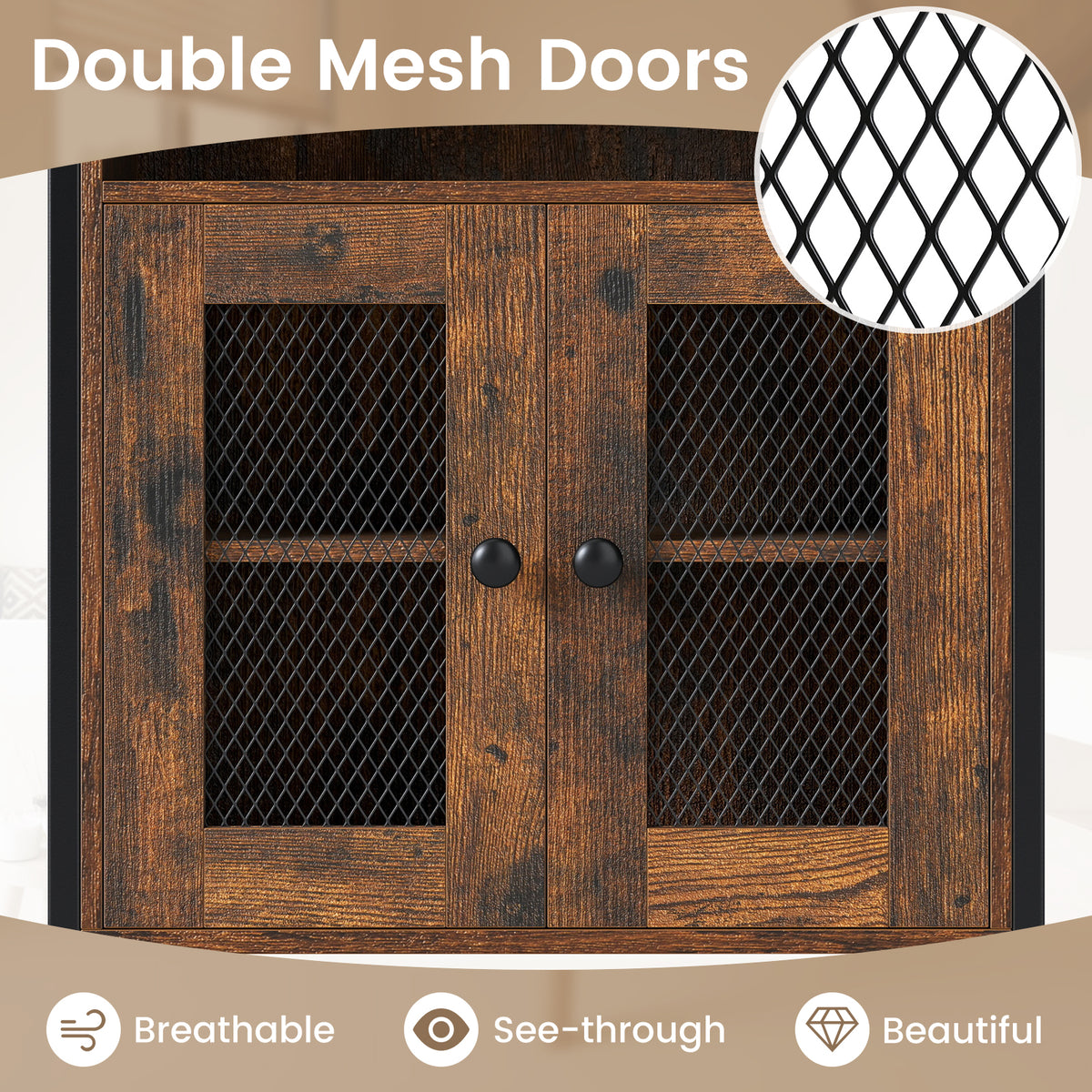 Over-The-Toilet Storage Cabinet with Heavy-Duty Metal Frame 2-door Freestanding