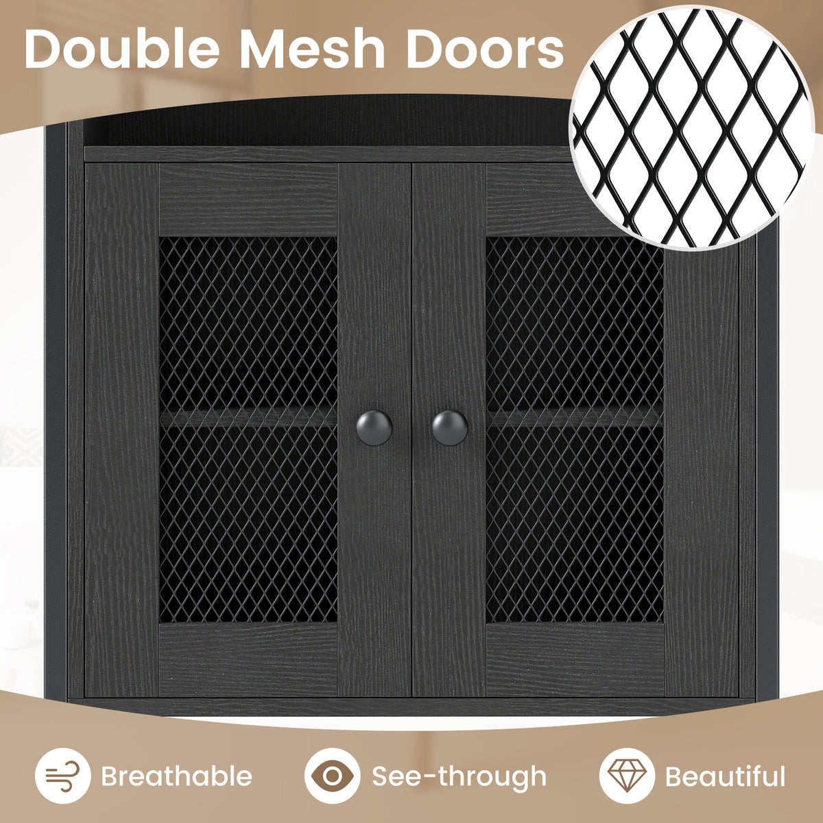 Over-The-Toilet Storage Cabinet with Heavy-Duty Metal Frame 2-door Freestanding