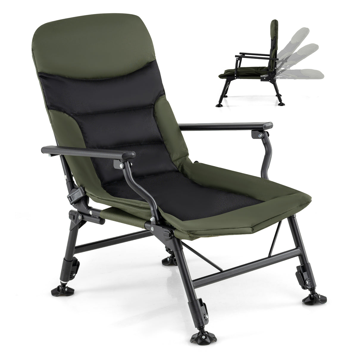 Oversized Foldable Fishing Chair for Adults with Armrest