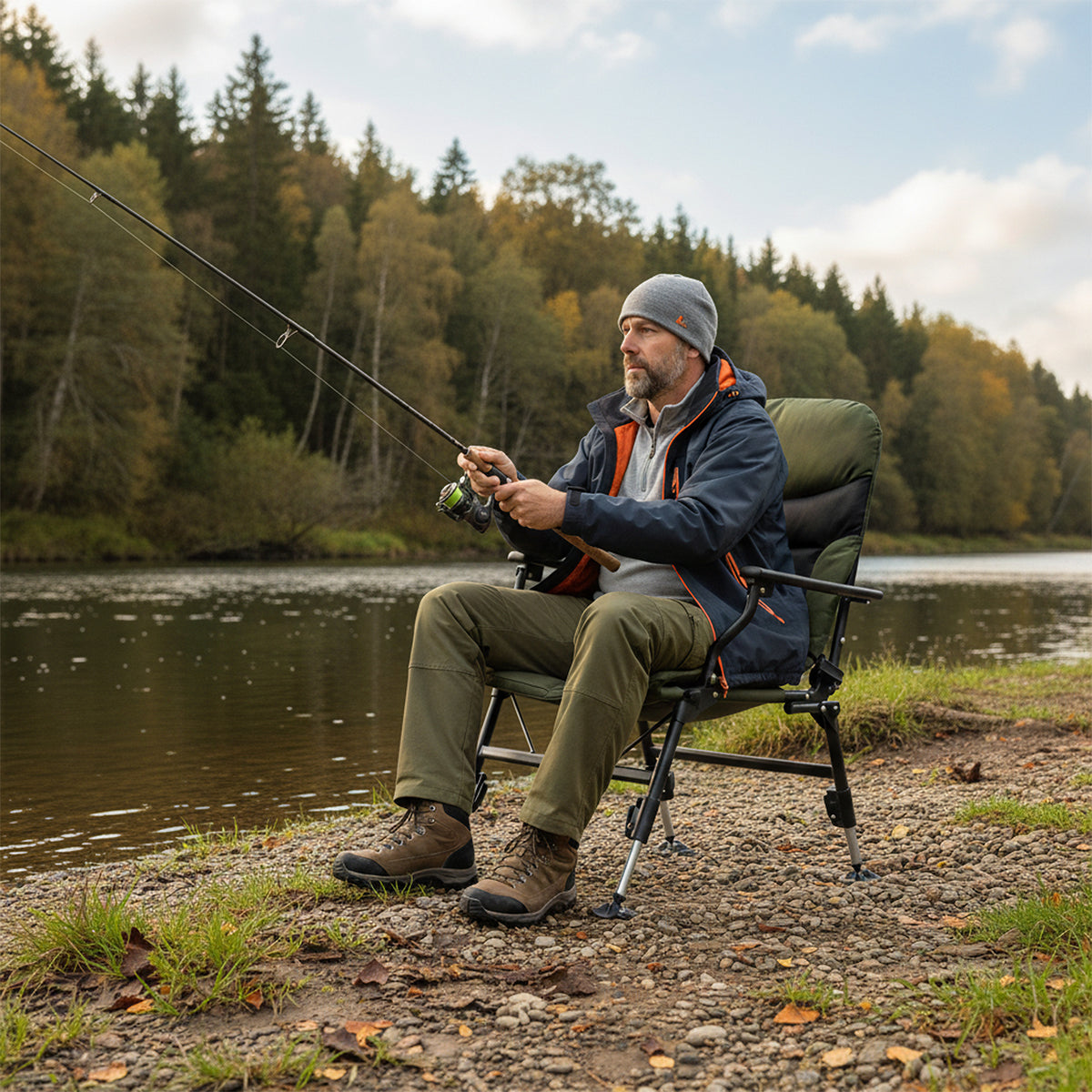 Oversized Foldable Fishing Chair for Adults with Armrest