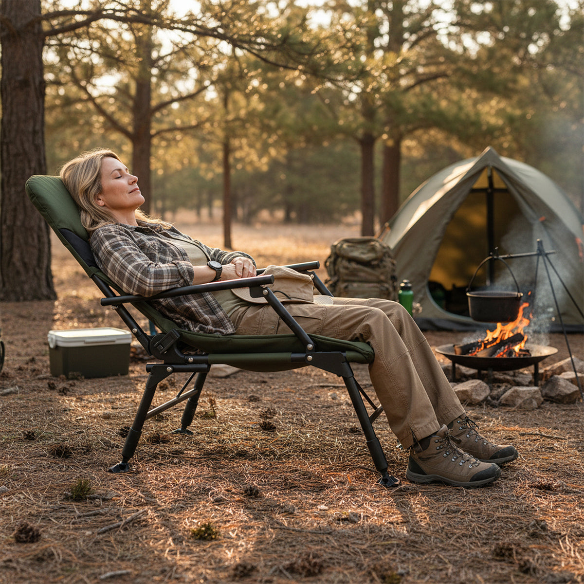 Oversized Foldable Fishing Chair for Adults with Armrest