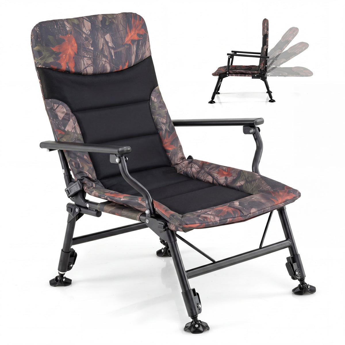 Oversized Foldable Fishing Chair for Adults with Armrest