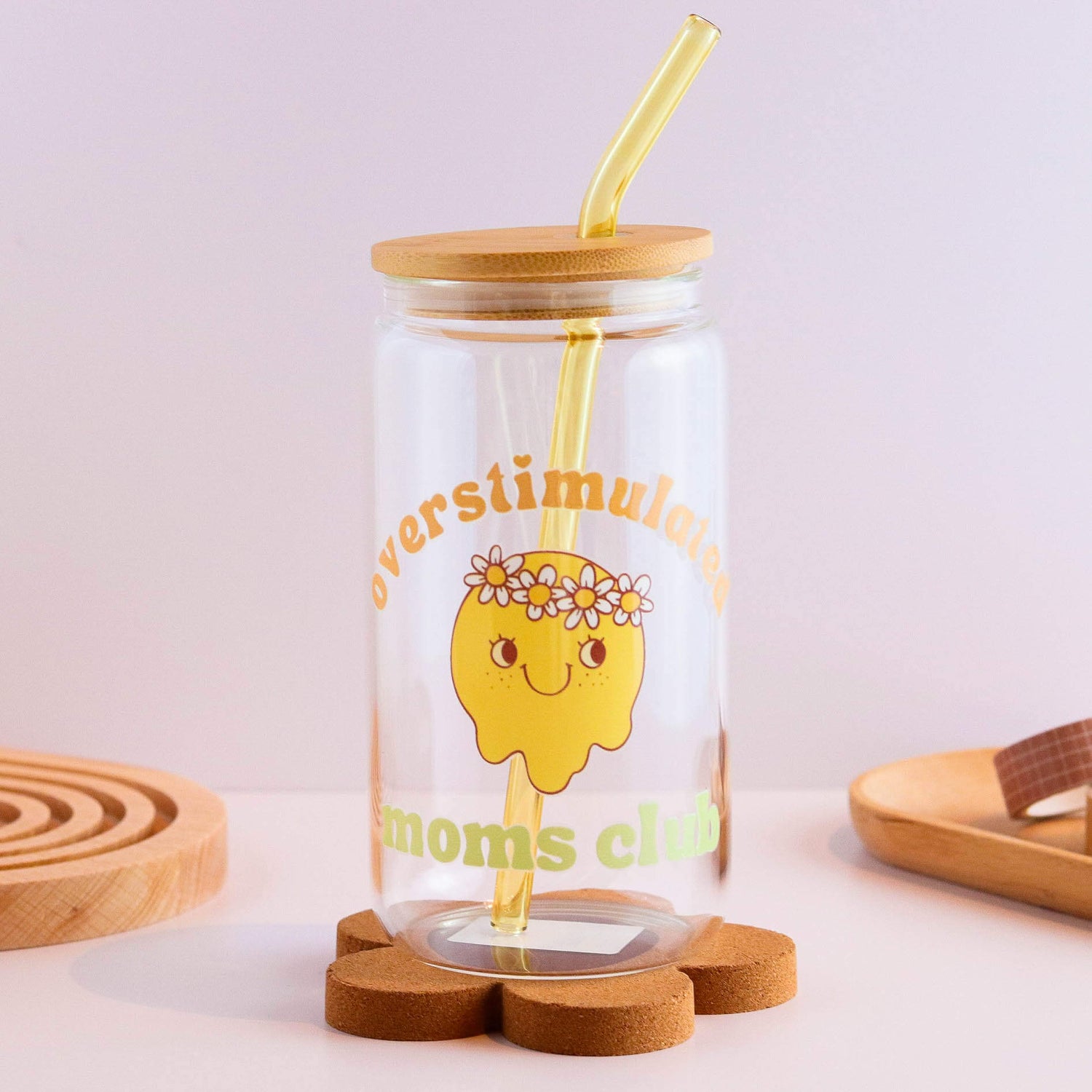 Overstimulated Moms Club 16 oz Glass Cup Set