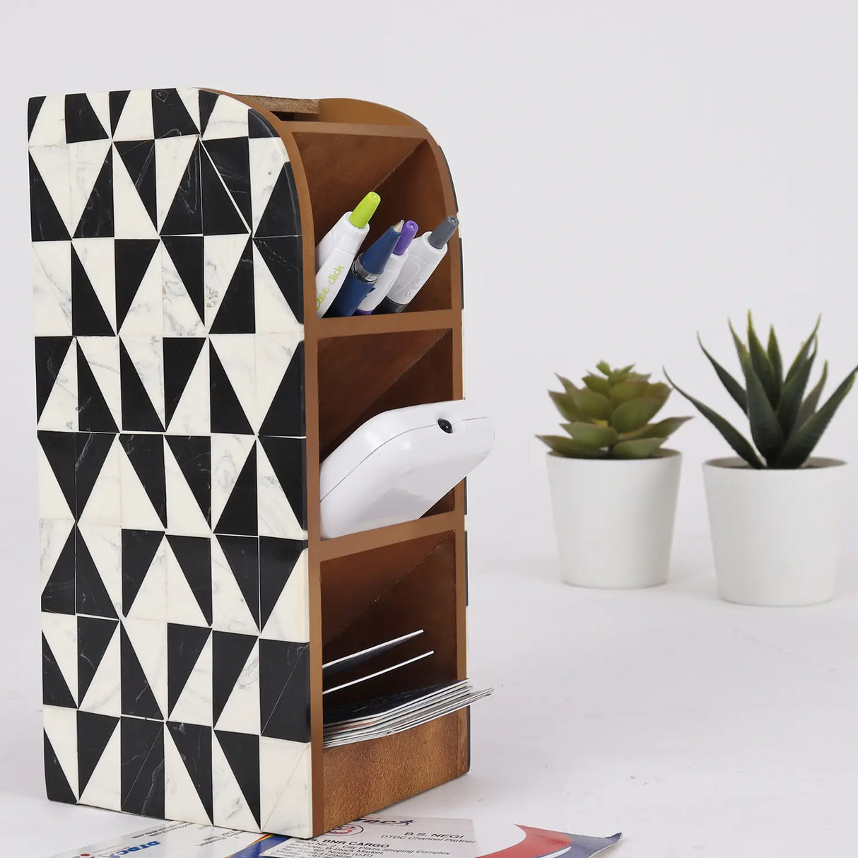 Decorative Desk Organizer Incline Black & White