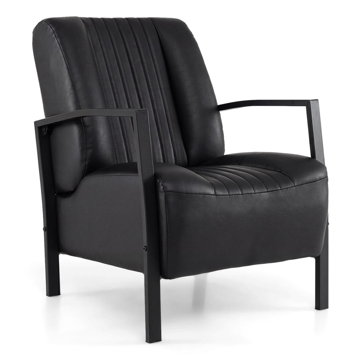 PU Leather Upholstered Armchair with Padded Seat and Back Comfy Lounge Reading Chair
