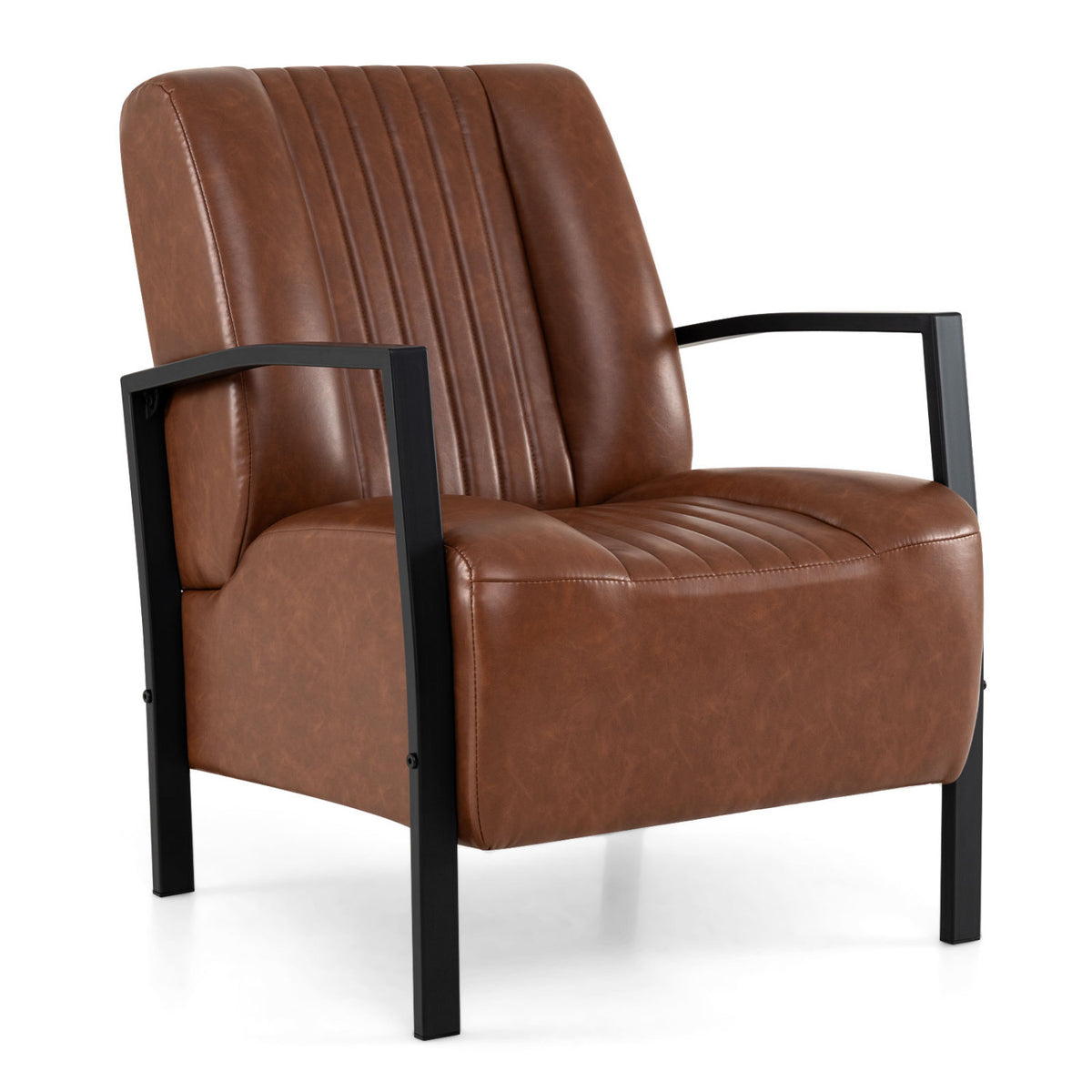 PU Leather Upholstered Armchair with Padded Seat and Back Comfy Lounge Reading Chair