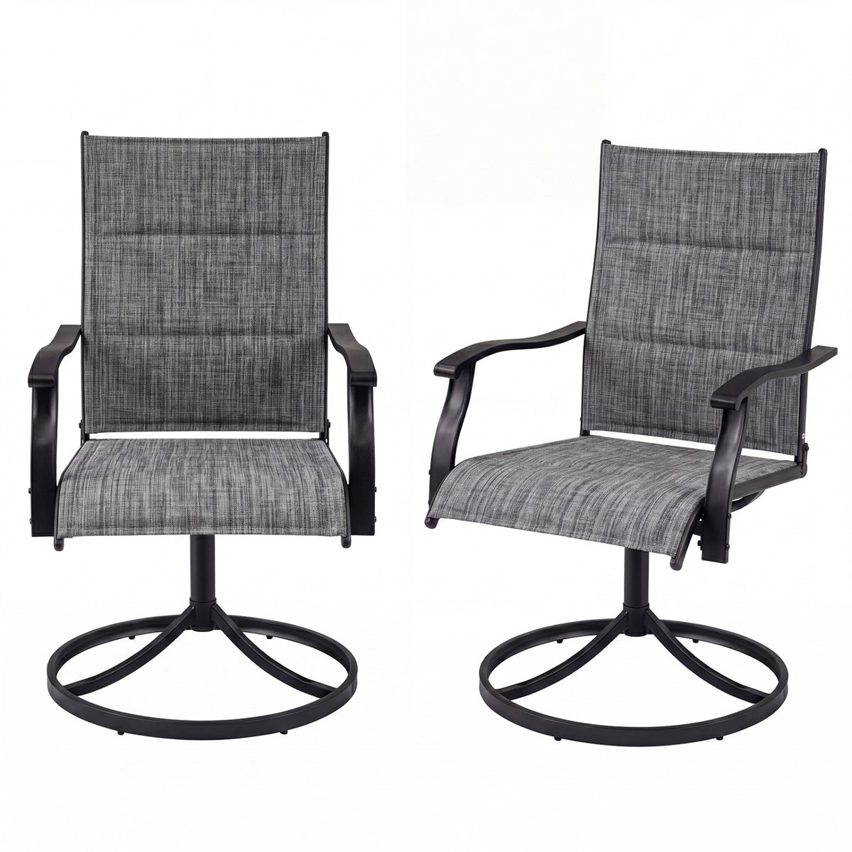 Padded Patio Swivel Chairs Set of 2 Ergonomic Outdoor Dining Chairs with Breathable Fabric