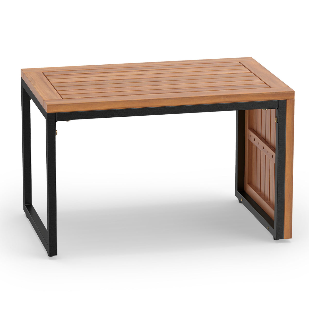 2-in-1 Convertible Patio Acacia Wood Side Table