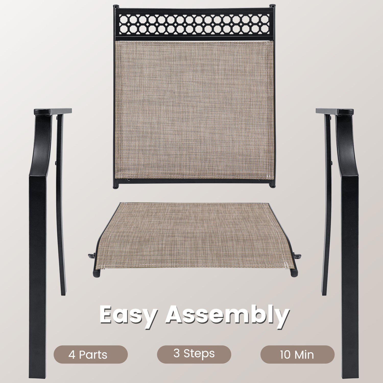 Patio Chairs Set of 2 with All Weather Breathable Fabric