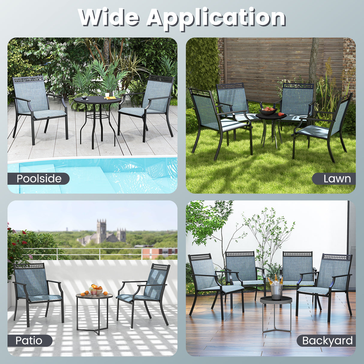Patio Chairs Set of 2 with All Weather Breathable Fabric