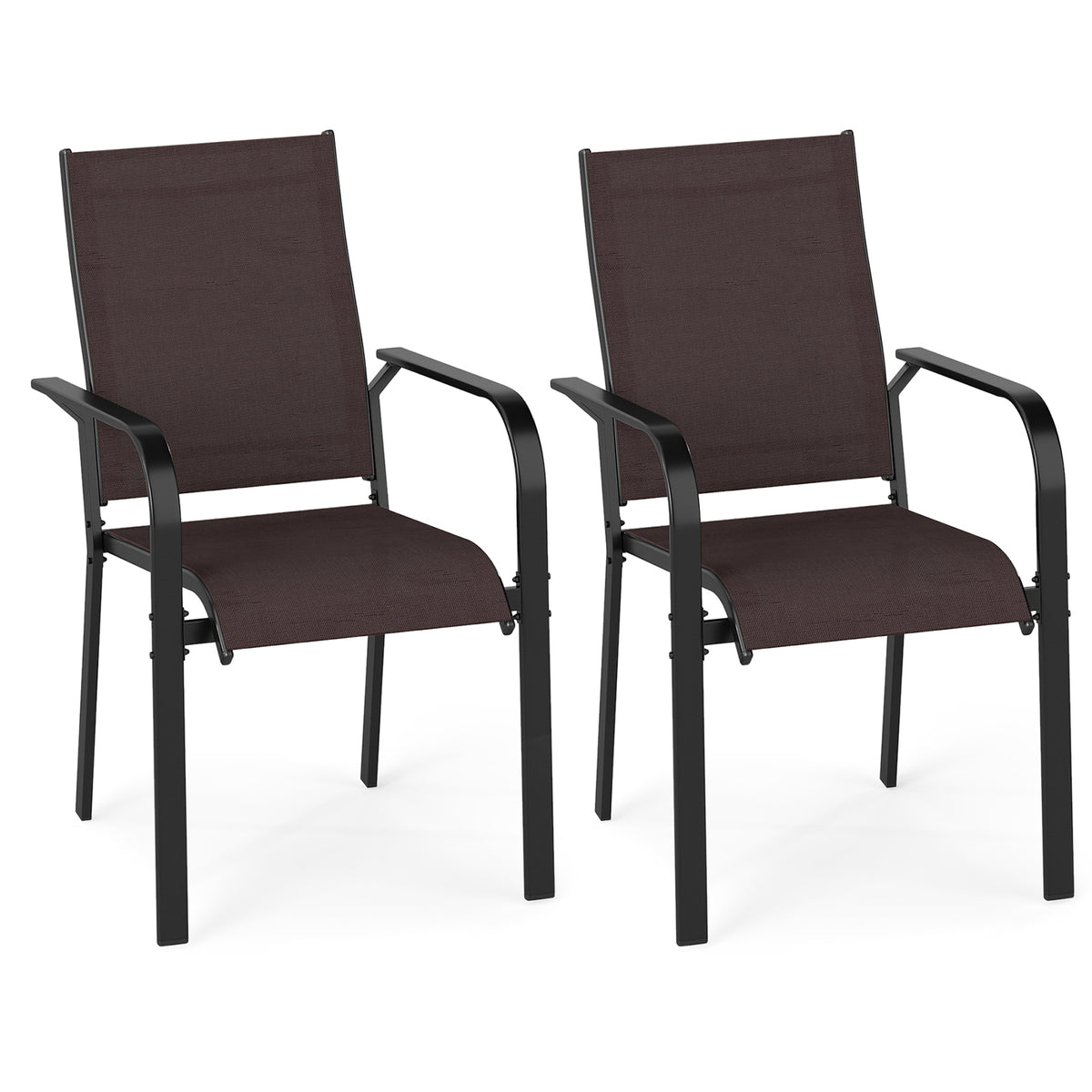 Patio Dining Chairs Set of 2/4/6 Stackable Outdoor Armchairs-Set of 2/4/6