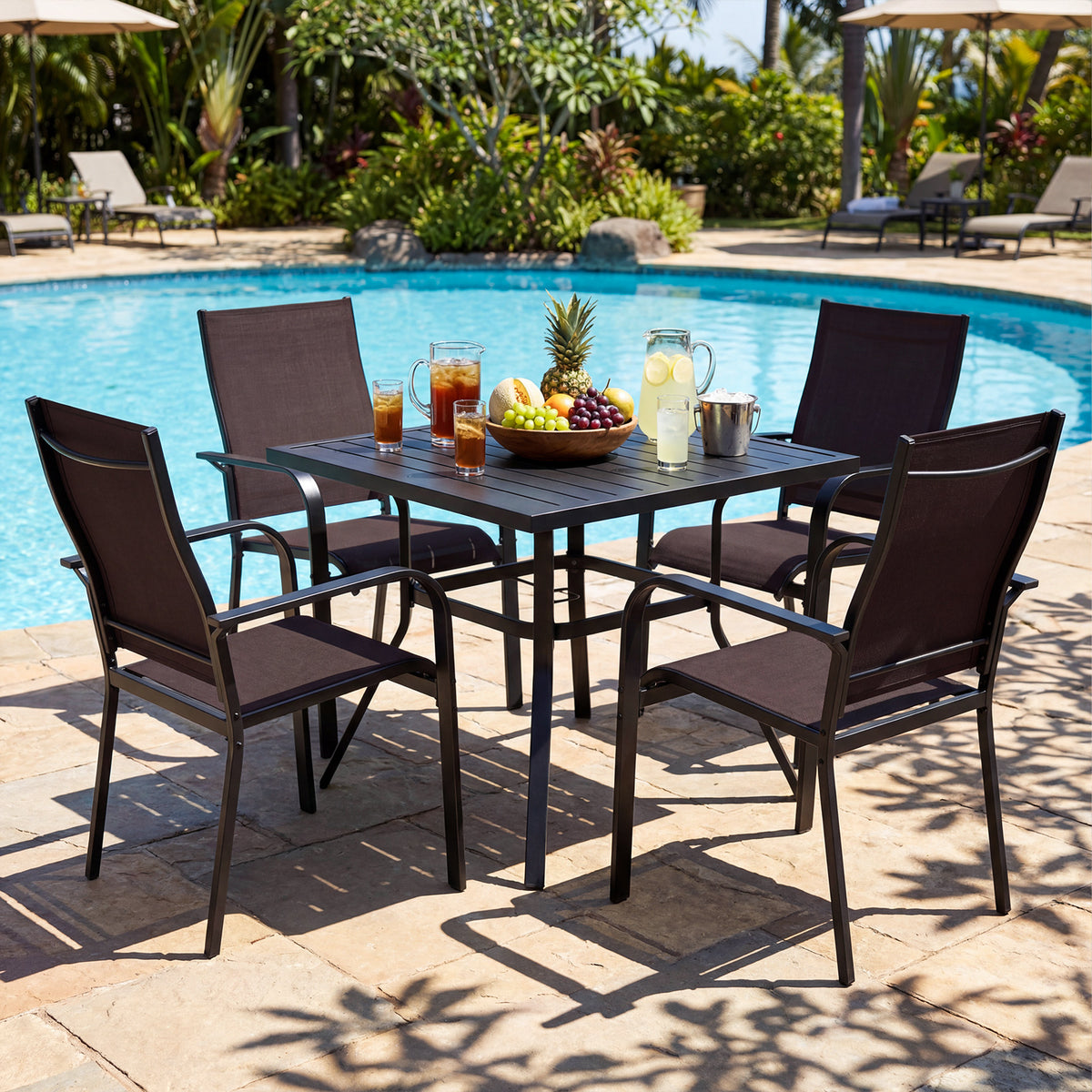 Patio Dining Chairs Set of 2/4/6 Stackable Outdoor Armchairs-Set of 2/4/6