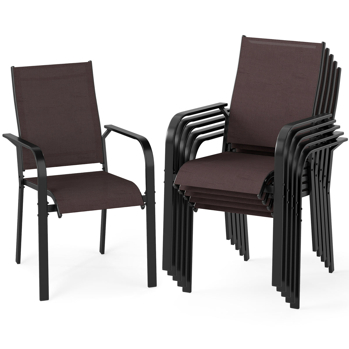 Patio Dining Chairs Set of 2/4/6 Stackable Outdoor Armchairs-Set of 2/4/6